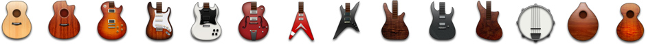 Guitars bass mandolin and banjo icons